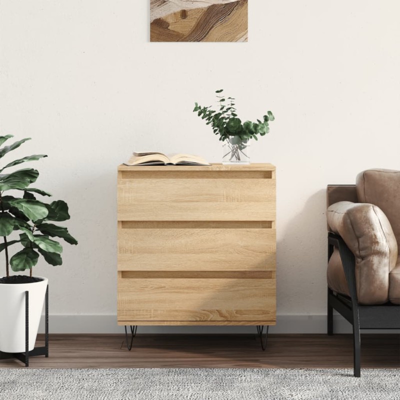 vidaXL Aparador de madera contrachapada roble Sonoma 60x35x70 cm