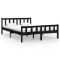 vidaXL Estructura de cama madera maciza negro king size 150x200 cm vidaXL Estructura de cama madera maciza negro king size 150x200 cm
