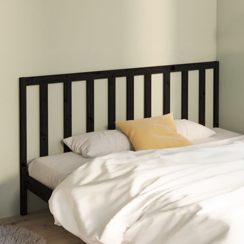 vidaXL Cabecero de cama madera maciza de pino negro 186x4x100 cm vidaXL Cabecero de cama madera maciza de pino negro 186x4x100 cm