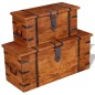 vidaXL Set de baúles de almacenamiento de madera maciza 2 piezas vidaXL Set de baúles de almacenamiento de madera maciza 2 piezas
