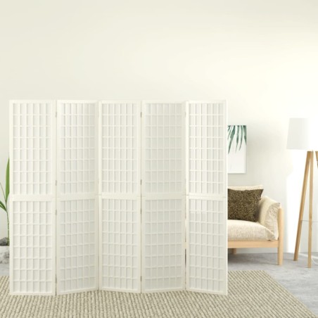 vidaXL Biombo plegable con 5 paneles estilo japonés blanco 200x170 cm