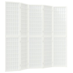 vidaXL Biombo plegable con 5 paneles estilo japonés blanco 200x170 cm