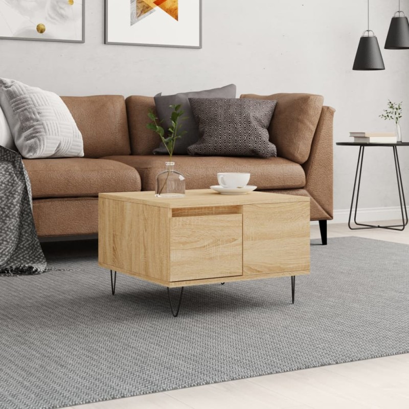 vidaXL Mesa de centro madera contrachapada roble Sonoma 55x55x36,5 cm vidaXL Mesa de centro madera contrachapada roble Sonoma 55x55x36,5 cm