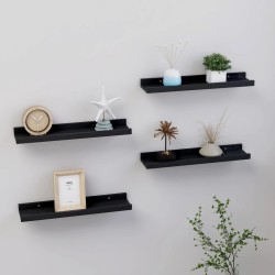 vidaXL Estantes de pared 4 unidades negro 40x9x3 cm
