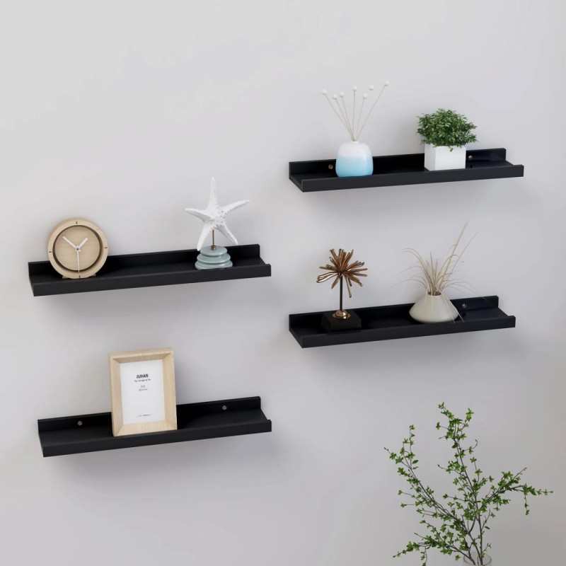 vidaXL Estantes de pared 4 unidades negro 40x9x3 cm
