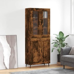 vidaXL Aparador alto madera contrachapada roble ahumado 69,5x34x180 cm
