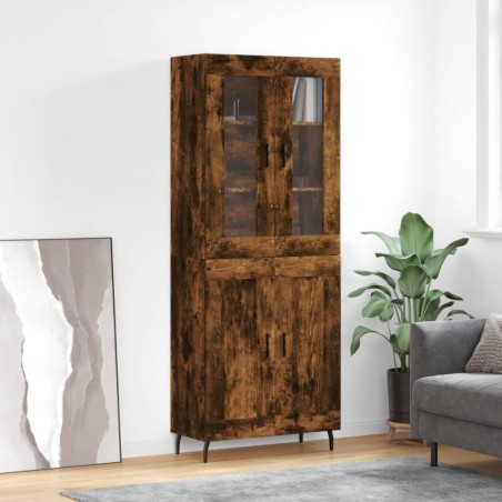 vidaXL Aparador alto madera contrachapada roble ahumado 69,5x34x180 cm