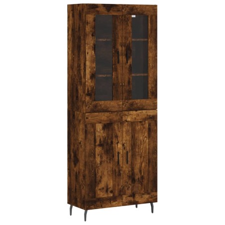 vidaXL Aparador alto madera contrachapada roble ahumado 69,5x34x180 cm