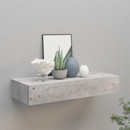 vidaXL Estante de pared con cajón MDF gris hormigón 60x23,5x10 cm