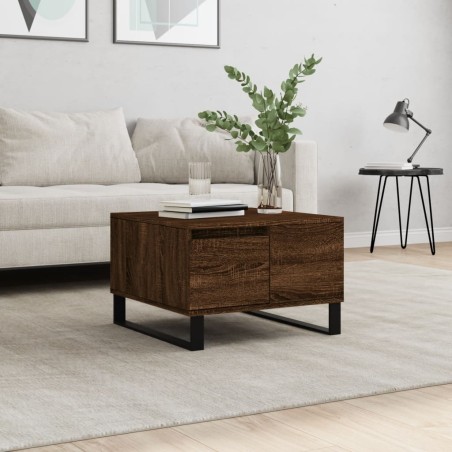 vidaXL Mesa de centro madera contrachapada roble marrón 55x55x36,5 cm