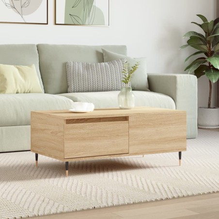 vidaXL Mesa de centro madera contrachapada roble Sonoma 90x50x36,5 cm