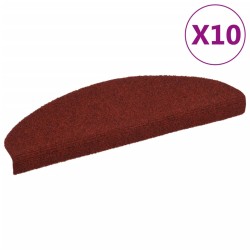vidaXL Alfombrilla autoadhesiva de escalera 10 uds 65x21x4 cm roja