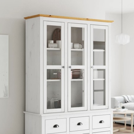 vidaXL Armario con puertas de vidrio BODO madera de pino blanco marrón