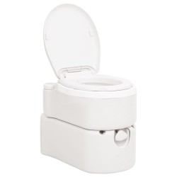 vidaXL Inodoro de camping integrado HDPE y PP blanco 24+17 L