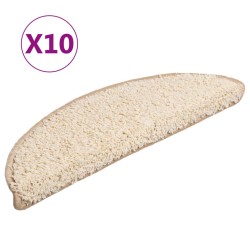vidaXL Alfombrillas de escalera 10 unidades crema 56x17x3 cm