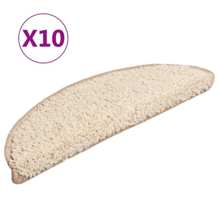 vidaXL Alfombrillas de escalera 10 unidades crema 56x17x3 cm
