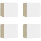 vidaXL Mueble de salón pared 4 uds blanco y roble Sonoma 30,5x30x30 cm