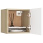 vidaXL Mueble de salón pared 4 uds blanco y roble Sonoma 30,5x30x30 cm