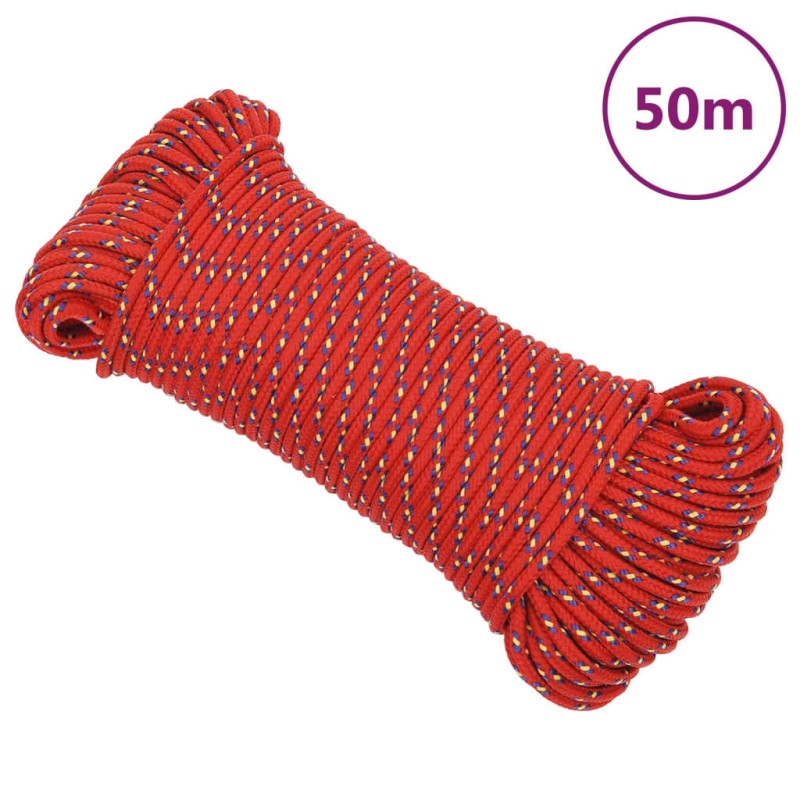 vidaXL Cuerda de barco polipropileno rojo 4 mm 50 m vidaXL Cuerda de barco polipropileno rojo 4 mm 50 m