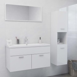 vidaXL Juego de muebles de baño madera de ingeniería blanco brillo