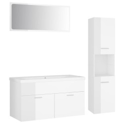 vidaXL Juego de muebles de baño madera de ingeniería blanco brillo