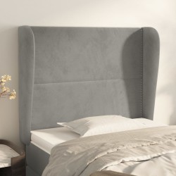vidaXL Cabecero con orejas de terciopelo gris claro 93x23x118/128 cm