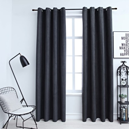 vidaXL Cortinas opacas con aros de metal 2 piezas antracita 140x175 cm