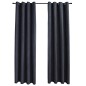 vidaXL Cortinas opacas con aros de metal 2 piezas antracita 140x175 cm vidaXL Cortinas opacas con aros de metal 2 piezas antracita 140x175 cm