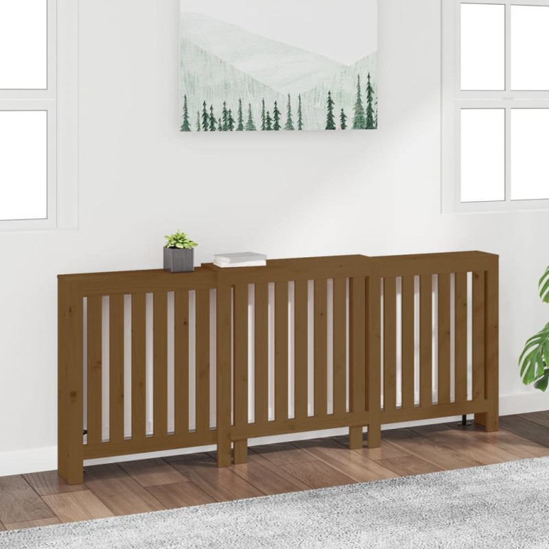 vidaXL Cubierta radiador madera maciza pino marrón miel 210x21x85 cm