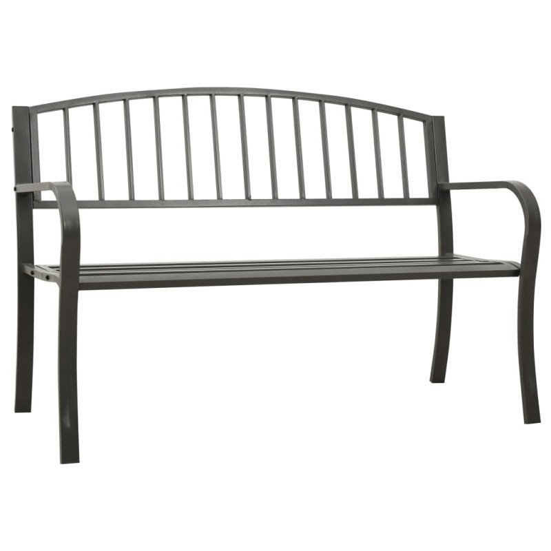 vidaXL Banco de jardín de acero gris 125 cm vidaXL Banco de jardín de acero gris 125 cm