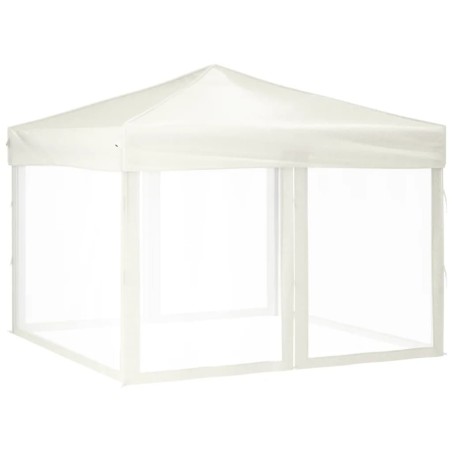 vidaXL Carpa para fiestas plegable con paredes laterales crema 3x3 m