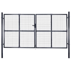 vidaXL Puerta de malla de jardín acero galvanizado gris 289x175 cm