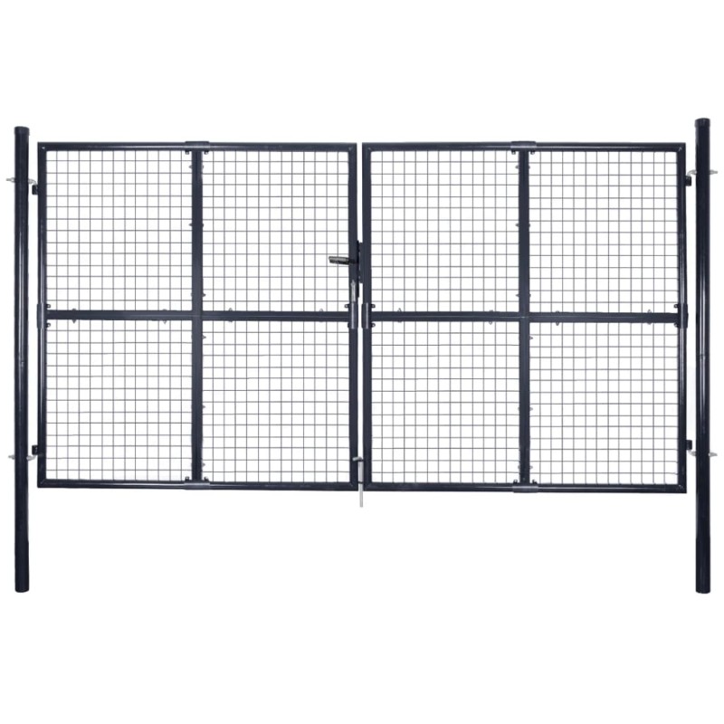 vidaXL Puerta de malla de jardín acero galvanizado gris 289x175 cm
