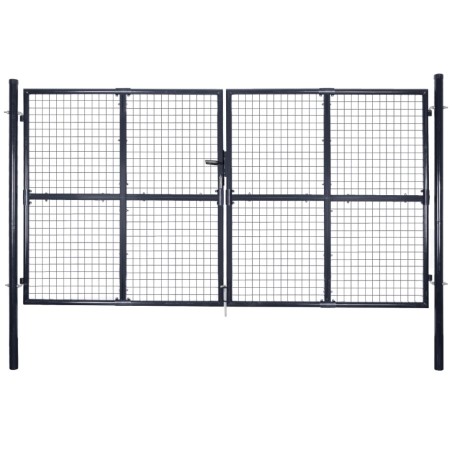 vidaXL Puerta de malla de jardín acero galvanizado gris 289x175 cm