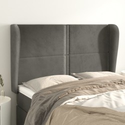 vidaXL Cabecero con orejas de terciopelo gris oscuro 147x23x118/128 cm