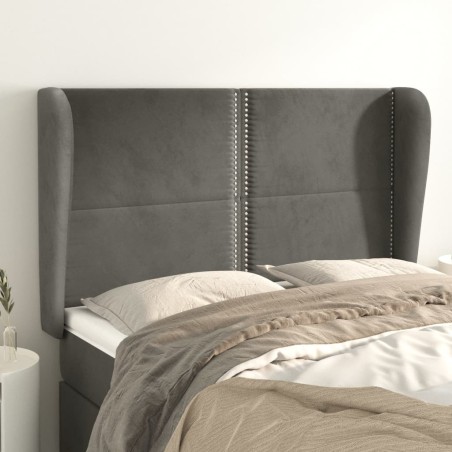 vidaXL Cabecero con orejas de terciopelo gris oscuro 147x23x118/128 cm