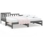 vidaXL Sofá cama extraíble madera maciza de pino gris 2x(80x200) cm
