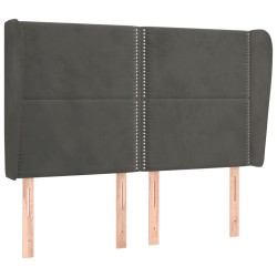 vidaXL Cabecero con orejas de terciopelo gris oscuro 147x23x118/128 cm