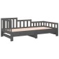 vidaXL Sofá cama extraíble madera maciza de pino gris 2x(80x200) cm