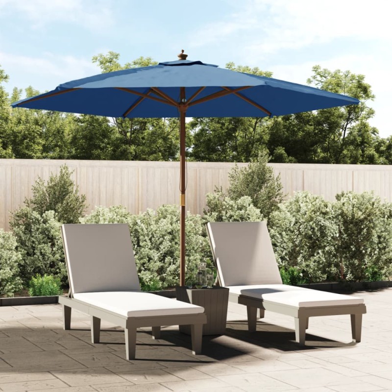 vidaXL Sombrilla de jardín con poste de madera azul celeste 299x240 cm vidaXL Sombrilla de jardín con poste de madera azul celeste 299x240 cm