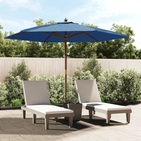 vidaXL Sombrilla de jardín con poste de madera azul celeste 299x240 cm