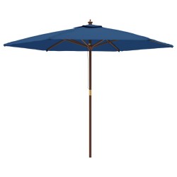 vidaXL Sombrilla de jardín con poste de madera azul celeste 299x240 cm