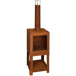 Esschert Design Chimenea exterior con sitio para leña oxidada FF298