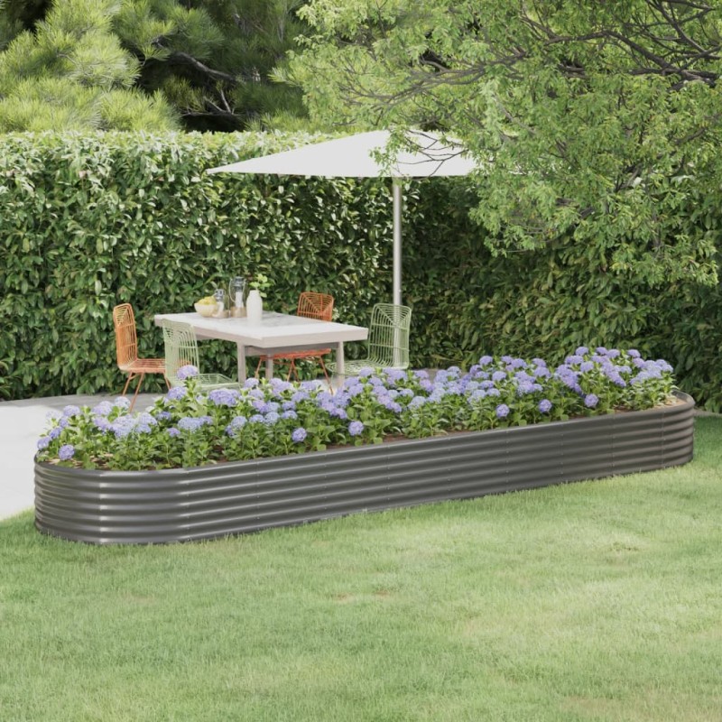 vidaXL Jardinera arriate acero recubrimiento polvo gris 396x100x36 cm vidaXL Jardinera arriate acero recubrimiento polvo gris 396x100x36 cm
