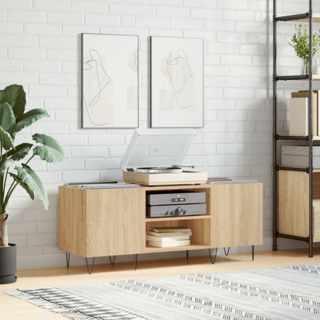 vidaXL Mueble discos madera contrachapada roble sonoma 121x38x48 cm
