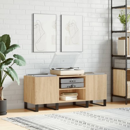 vidaXL Mueble discos madera contrachapada roble sonoma 121x38x48 cm