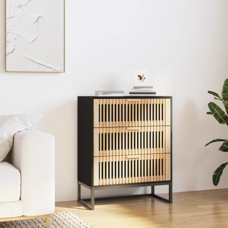vidaXL Aparador de madera contrachapada negro 60x30x75 cm