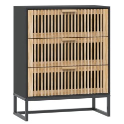 vidaXL Aparador de madera contrachapada negro 60x30x75 cm
