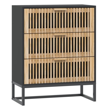 vidaXL Aparador de madera contrachapada negro 60x30x75 cm