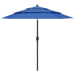 vidaXL Sombrilla de 3 niveles con poste de aluminio azul 2,5 m